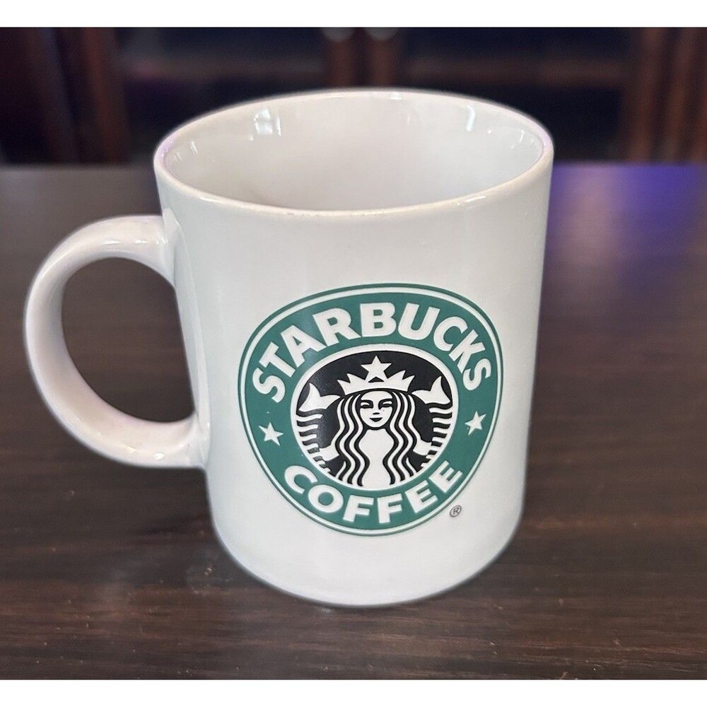 Starbucks Coffee Mug 2008 Classic Green Siren Logo White 11.5 oz Ceramic Cup